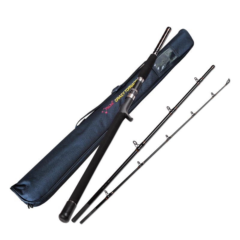 Fiblink Portable Saltwater Offshore Heavy 3-Piece Travel Graphite Baitcasting Fishing Poles Casting Boat Jigging Trolling Conventional Rods with Rod Case Bag (20-50lbs,8' Heavy) - Image 1